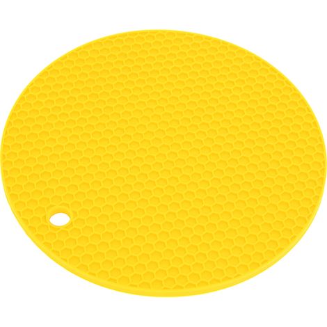 Tapis de table rond en silicone épais de qualité alimentaire, isolant pour four à micro-ondes, jaune (1/5)