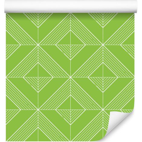 Papel pintado geométrico de rombos color lima para salón y dormitorio, 50x1000 cm. (1/5)