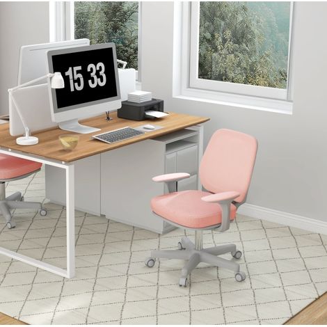 Bürostuhl ergonomisch höhenverstellbar drehbar Rosa OKMYHOME (1/3)