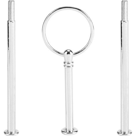 Beyamis Présentoir à gâteaux à plusieurs étages avec poignées, support pour assiettes à fruits et accessoires de fixation (3 étages rond argenté) (1/5)