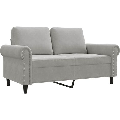 Divano a 2 Posti Sofa Grigio Chiaro 120 cm in Velluto (1/5)