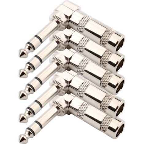 pièces 6.35mm 1/4 "TRS souder connecteur Jack,stéréo Audio Souder Connecteur connecteur Angle Droit de 6.35mm,Prise de Micro 6,35 TRS pour câbles Haut-Parleur/Guitare/Microphone (1/5)