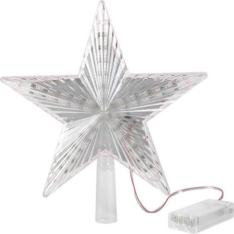 8-Zoll-Weihnachtsstern-Baumspitze mit bunter LED-Beleuchtung, batteriebetrieben, DIY-Baumspitzen-Lichterkette aus Kunststoff, Weihnachtsdekoration