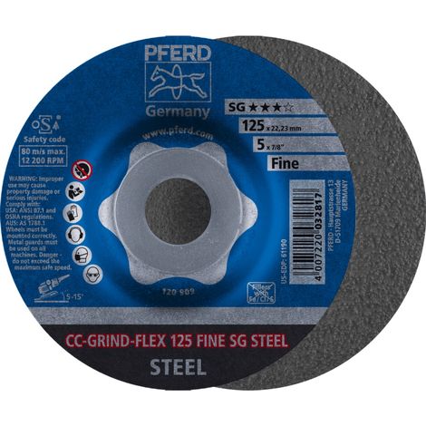 PFERD TOOLS CC-GRIND FLEX Schleifscheibe 125x22,23 mm FINE Leistungslinie SG STEEL für Stahl 10 Stk (1/5)