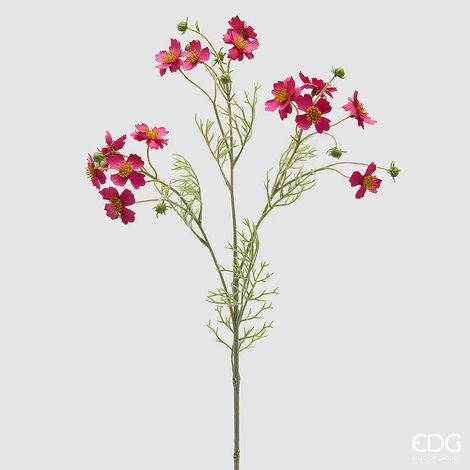 EDG Enzo De Gasperi Cosmos Ramo con Foglie H 65 Cm Pianta Artificiale Fuchsia