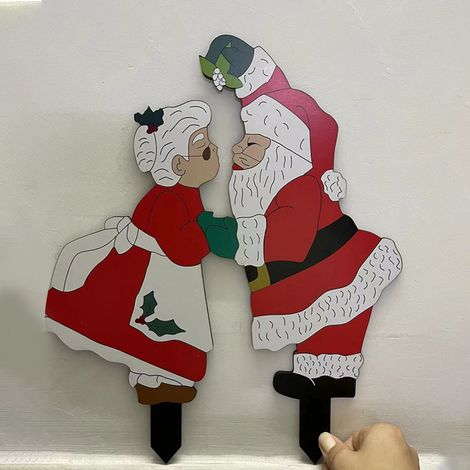 Décorations de jardin de Noël : piquets en bois, décorations de pelouse, Père Noël. (1/5)