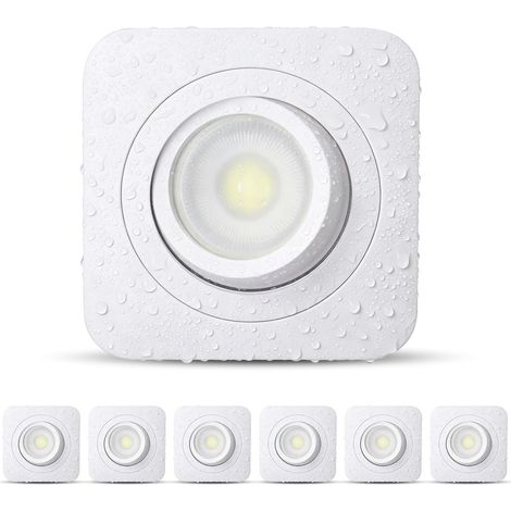 Spot Led Encastrable Dimmable Orientable, 5W 550LM Spot Salle de Bain IP65, Spots de Plafond Carrés, 230V Spots LED Blanc Chaud/Blanc Neutre/Blanc Froid Réglable, Ø78mm CRI90+ (1/5)