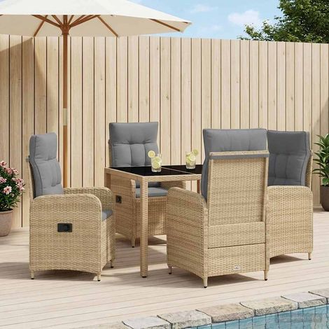 vidaXL Outdoortisch-Set 5 pcs Beige und Hellgrau 90 x 90 x 75 cm (1/5)