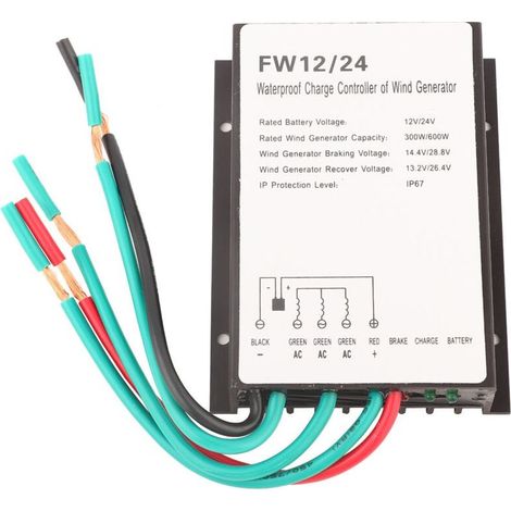 Régulateur de charge éolienne étanche 12/24V – Puissance 300W/600W – Protection IP67 – Commande automatique de batterie (1/5)