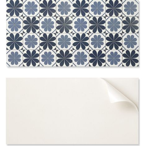 Panel decorativo de vinilo con gr谩ficos para cocina o ba帽o, 100x50 cm, estampado floral sobre azulejos.