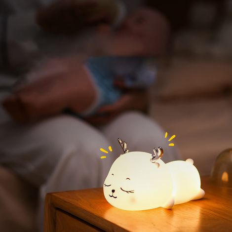 Berührungsempfindliches Silikon-Nachtlicht in Form eines Rehs, 7 Farben, beruhigendes Licht zum Stillen und Schlafen, Augenschutz, intelligenter Timer, Geschenkidee für Kinder (1/5)