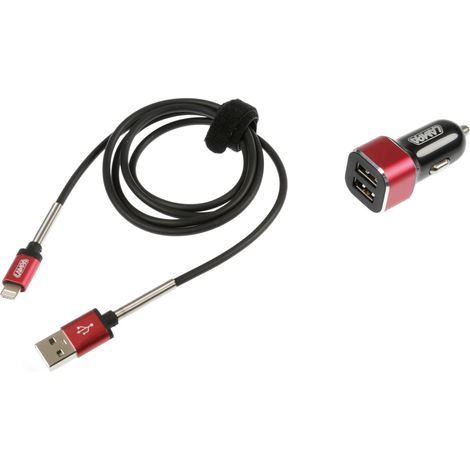 Kit 2 in 1 caricabatteria auto + cavo 1 m (1/4)