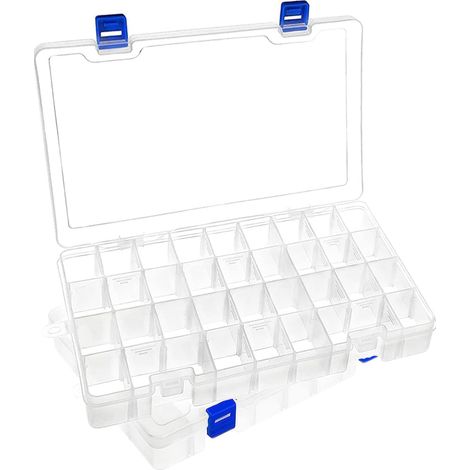 2 Boite Rangement Plastique, 34 Compartiments, Separateurs Reglables, Transparent, Pour Perles Bijoux Outils Peche