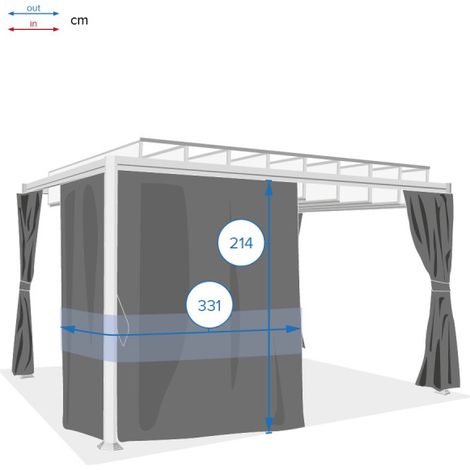 Hesperide – Jeu de 4 rideaux latéraux en polyester 330 x 215 cm – Opaque gris pour tonnelle Belize 3 x 3,8 m – Protection contre les intempéries