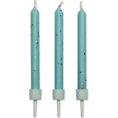 Lot de 10 Bougies, Plastique, Bleu, 0.5 x 0.5 x 6.2 cm