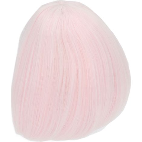 Perruque rose pour poupée BJD 1/3, cheveux longs et raides avec frange, en fibre synthétique douce et facile à coiffer. (1/5)