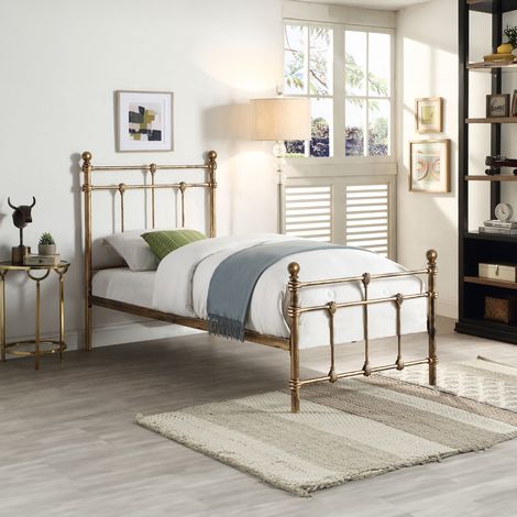 BAYFORD TRADITIONAL ANTIQUE BRASS METAL BED FRAME - SINGLE (1/5)