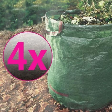 reno – 4er-Set SunDeluxe Gartenabfallsäcke – Hochfestes PE 272 L – Wiederverwendbar, faltbar, wasserdicht und tragbar – Grün (1/2)