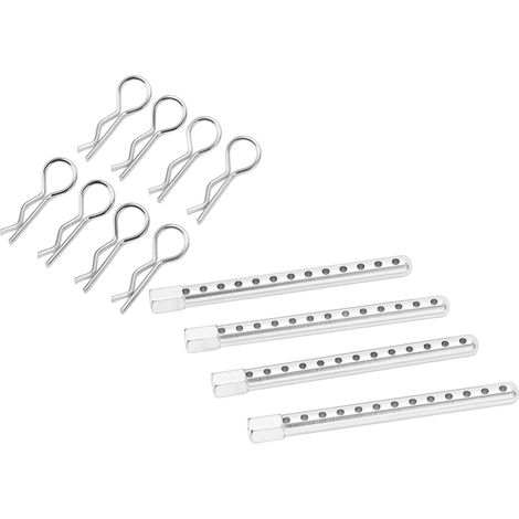 Support de carrosserie en alliage d'aluminium haute résistance pour voiture RC, avec boucle, compatible avec les modèles HSP 94102, 94122, 94103 et 94123 à l'échelle 1/10 (argenté). (1/5)