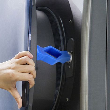 Lot de 1 support d'ouverture pour lave-linge hublot, cadre bleu, crochet de porte pour machine à laver avant, étagère de maintien en boîte (1/5)