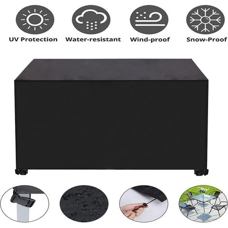Copertura per tavolo rettangolare da esterno, copertura impermeabile per mobili da giardino, copertura per mobili da bistrot, poliestere 420D resistente agli strappi, 170 x 95 x 71 cm (1/5)