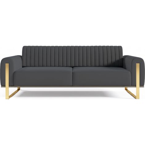 Selsey Parissa - Schlafsofa, Samt Grau goldene Füße, 228 cm (1/5)