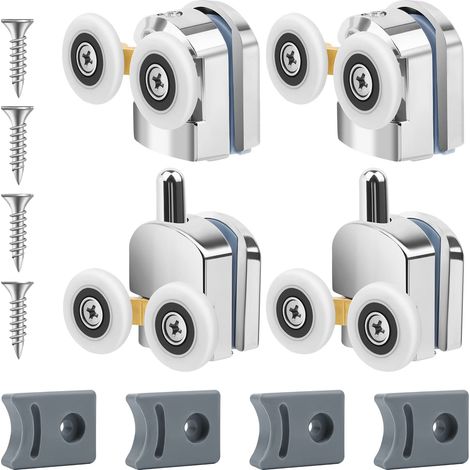 Ajustables Roulette Porte Coulissante Douche 4 Pièces Roulettes pour Porte de Douche 23mm Galets de Porte de Douche Roulettes Cabine de Douche (1/5)