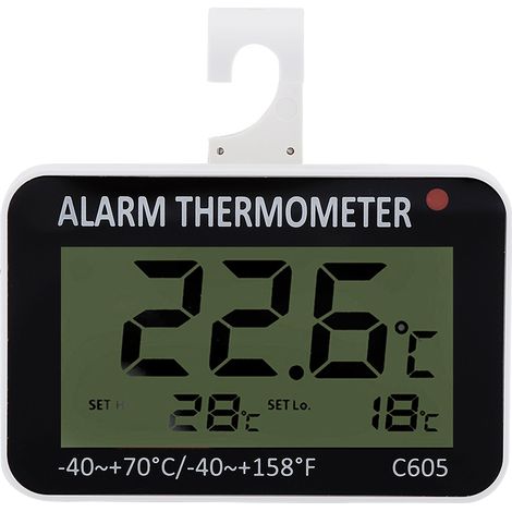 Grand thermomètre numérique LCD réfrigérateur congélateur avec support, mesure de température précise. (1/5)