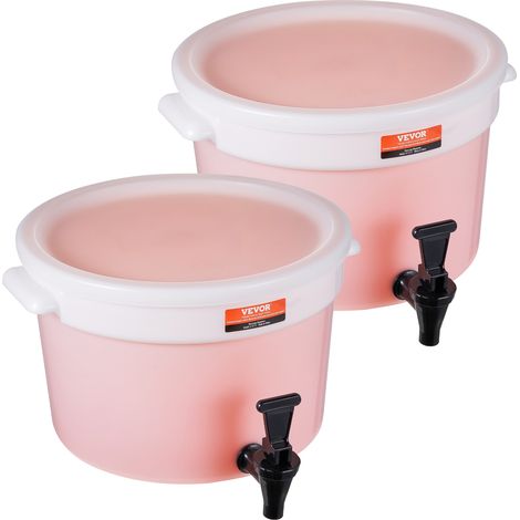 VEVOR Distributore di Bevande da 11 Litri Distributore di Succo di Plastica con Rubinetto e Coperchio, Distributore di Acqua per Succo di Limonata, Te Freddo, per Ristoranti, Hotel, Confezione da 2