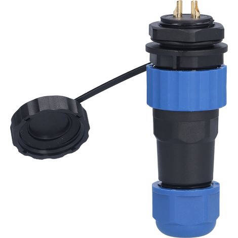 Connecteur étanche IP68 prise aviation SP202 380V, embase mâle femelle avec écrou arrière, borne à souder, 2 broches, pour câblage industriel. (1/5)