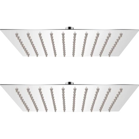 Lot de 2 pommes de douche plongeante carré 20x20 cm acier inoxydable (1/5)