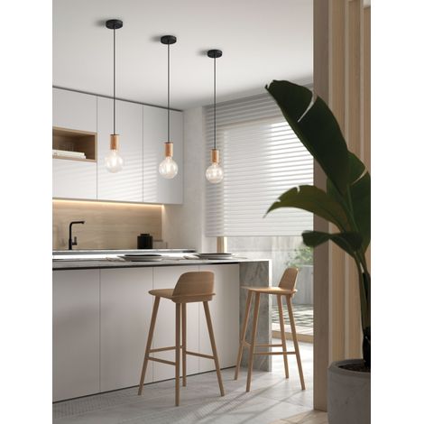 PL KOPA negro mate E27 madera natural (1/3)