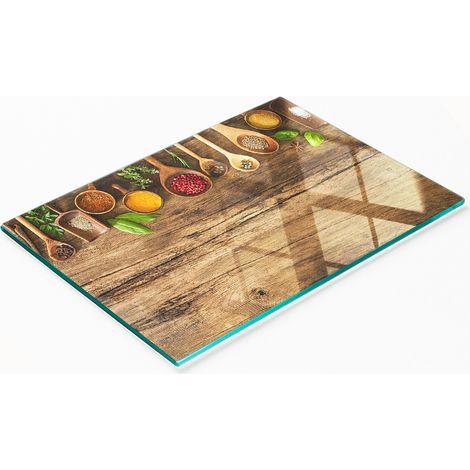 Tabla decorativa de cristal para picar y servir especias y madera, 80x52 cm