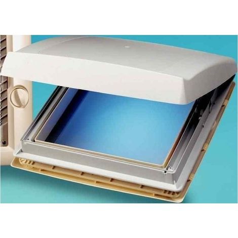 Lanterneau à manivelle blanc opaque 40 x 40 cm – Ouverture 40° – Moustiquaire et store occultant – Pour toit de 25 à 60 mm d'épaisseur