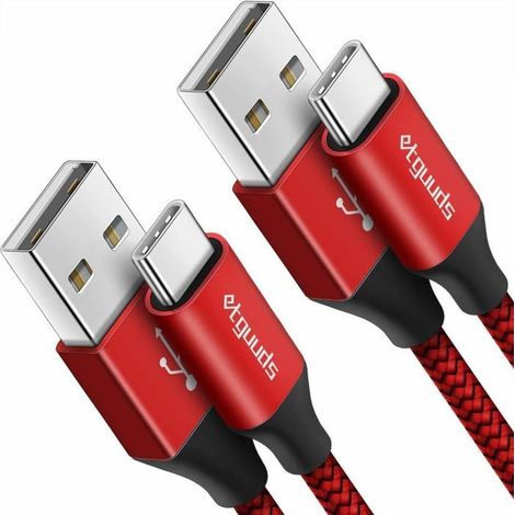TRAHOO-Câble USB C [1m, Lot de 2], Câble USB vers USB C 3A Charge Rapide Nylon Chargeur USB Type C Cable pour Samsung Galaxy [J306] (1/5)