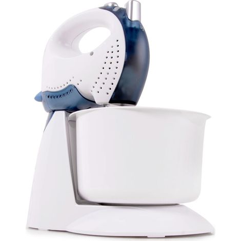 Clatronic HMS 3320 Batidora Amasadora Repostería con Bol 2L, 5 Velocidades + Turbo, Bol Giratorio, Botón Eject 250W Blanco/azul (1/5)