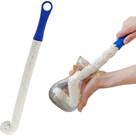 Langer Bürstenreiniger für Karaffen und Wasserflaschen – 42 cm lange, flexible Schaumstoffbürste für Vasen, Gläser, Babyflaschen und Glaswaren