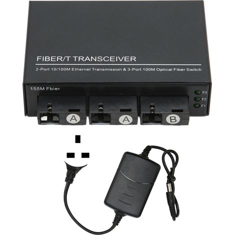 Convertisseur de média fibre optique monomode Tx1310nm 10/100 Mbps port RJ45, boîtier Ethernet avec prise UK 100-240V (1/5)
