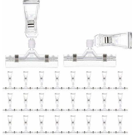 Lot de 25 porte étiquettes en plastique pour étagère métallique, étiquette de prix de vente au détail, étiquettes de panier à clipser pour bacs de rangement, support d'affichage de marchandise (4 (1/5)