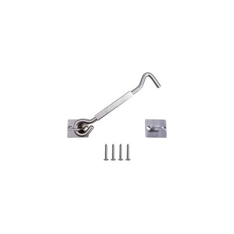 Crochet et Oeil de Fermeture de Porte Argenté en Acier Inoxydable Crochet de Fenêtre de Cabine pour Porte de Garage, 6 Pouces (1/5)