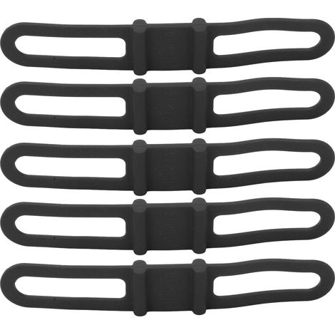 DUUTI 5 bandes en silicone pour vélo, support de lampe frontale pour guidon cyclisme, attaches multifonctions pour guidon de bicyclette, noir (1/5)