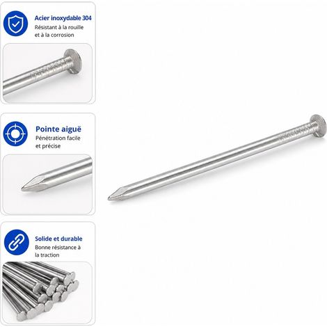 1500 Clous Ronds Acier Inoxydable 304 Tete Plate 16 mm - Lot de Clous pour Bois et Bricolage (1/5)