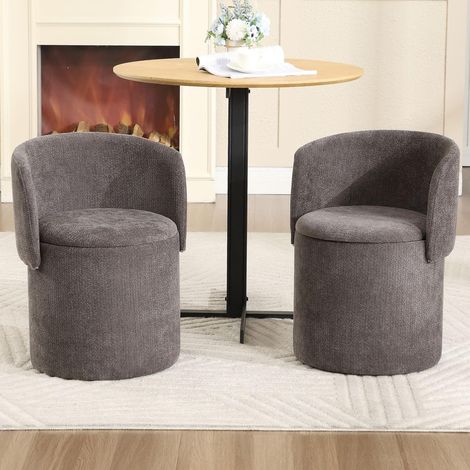 Wahson Lot de 2 Chaise de Salle à Manger en Tissu Chenille-Dossier Réglable, Siège avec Rangement Intégré Pour Cuisine/Salon/Bureau, Marron (1/5)