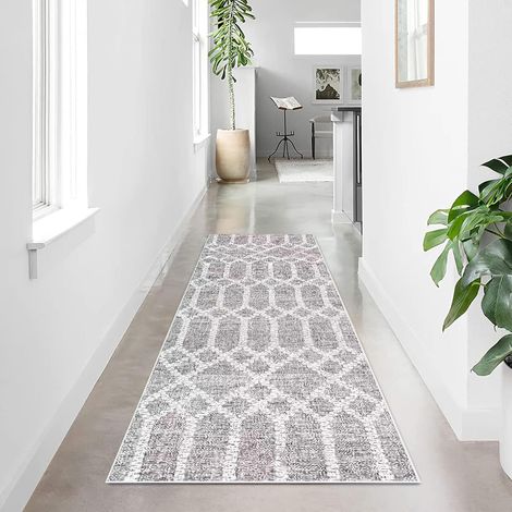 Tapis de Cuisine antidérapant Lavable Moquette Long Doux Gris Tapis Cuisine Devant evier pour Chambre à Coucher couloirs Salon Cuisine (Gris bohème, 80 x 200 cm) (1/5)