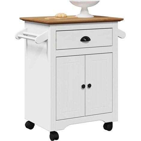 Chariot de cuisine-Desserte de Cuisine-Meuble de Rangement BODO blanc et marron 72x45x80 cm (1/5)