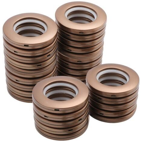 Pair 32pcs Anneaux à œillets de Rideau Anneaux en Plastique Ronds Clips Anneaux de Bricolage Intérieur Diamètre 40mm(Café)