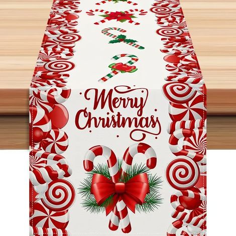 Chemin de table pour les fêtes, nappe, couvre-table basse - 180 x 30 cm (polyester) - Lot de 12