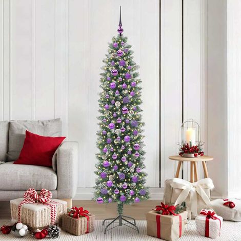 Künstlicher schlanker Weihnachtsbaum Grün und Weiß 180 cm