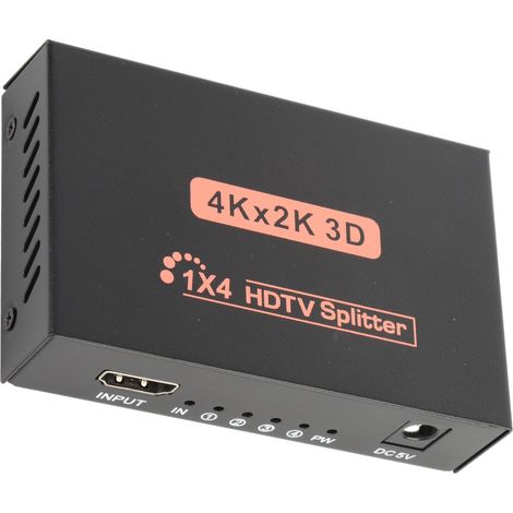 Répartiteur d'interface multimédia HD 1 entrée 4 sorties, distributeur audio et vidéo 4K, adaptateur miroir, prise 100-240 VEU