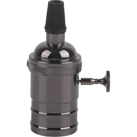 Suspension lumineuse rétro avec interrupteur, douille E27 en métal noir pour lampe, accessoire de plafonnier design.